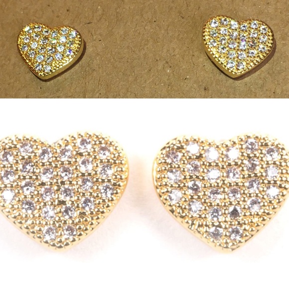 Micro Paved Starburst & Heart Stud Earrings Set - Picture 2 of 4